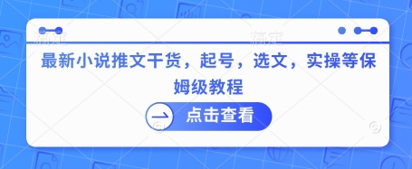 最新小说推文干货，起号，选文，实操等保姆级教程-电脑资源自留地
