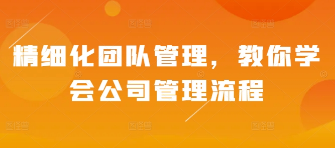 精细化团队管理，教你学会公司管理流程-电脑资源自留地