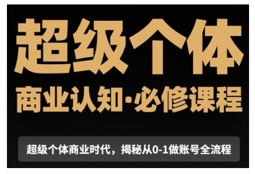 超级个体商业认知觉醒视频课，商业认知·必修课程揭秘从0-1账号全流程-电脑资源自留地