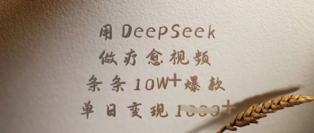 用DeepSeek做疗愈视频，条条10W+爆款，单日变现多张-电脑资源自留地