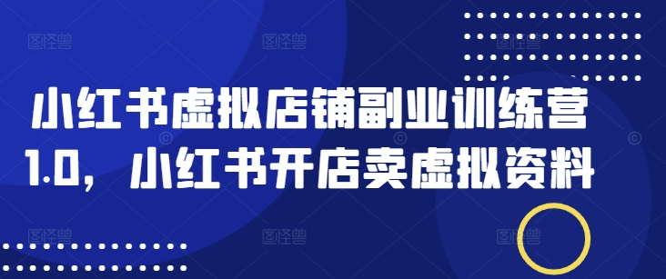 小红书虚拟店铺副业训练营1.0，小红书开店卖虚拟资料-电脑资源自留地