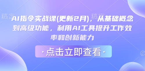 AI指令实战课(更新2月)，从基础概念到高级功能，利用AI工具提升工作效率和创新能力-电脑资源自留地