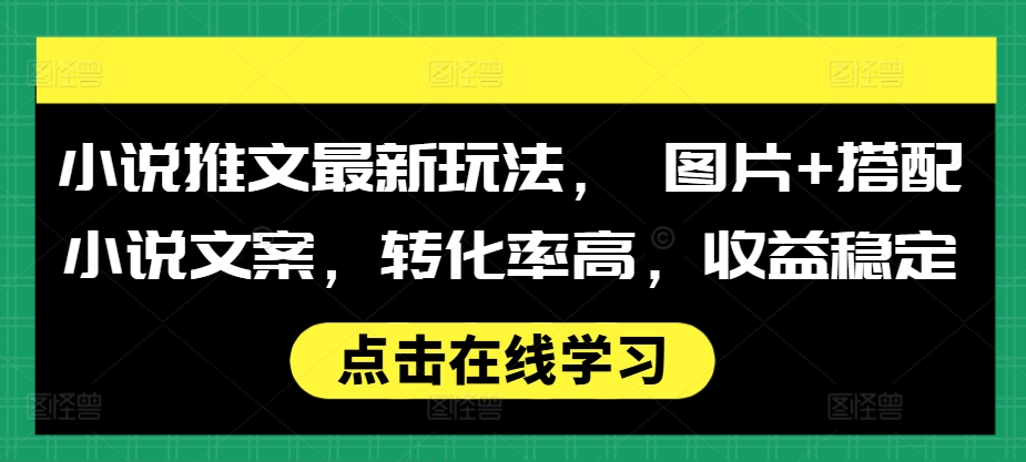 小说推文最新玩法， 图片+搭配小说文案，转化率高，收益稳定-电脑资源自留地