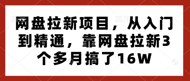 网盘拉新项目，从入门到精通，靠网盘拉新3个多月搞了16W-电脑资源自留地
