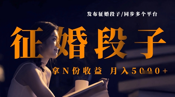 发布征婚段子，同步多个平台，拿N份收益，月入5k-电脑资源自留地