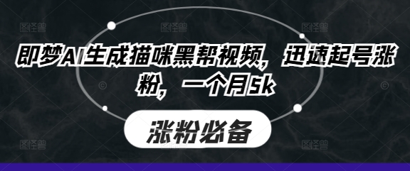 即梦AI生成猫咪黑帮视频，迅速起号涨粉，一个月5k-电脑资源自留地
