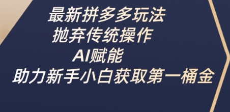 最新拼多多玩法，抛弃传统操作，AI赋能，助力新手小白获取第一桶金-电脑资源自留地