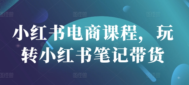 小红书电商课程，玩转小红书笔记带货-电脑资源自留地