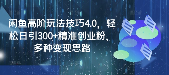 闲鱼高阶玩法技巧4.0，轻松日引300+精准创业粉，多种变现思路-电脑资源自留地