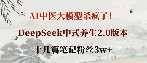 AI中医大模型杀疯了！DeepSeek中式养生2.0版本，十几篇笔记粉丝3w+-电脑资源自留地