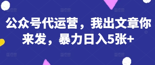 公众号代运营，我出文章你来发，暴力日入5张+【揭秘】-电脑资源自留地