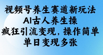 视频号养生赛道新玩法，AI古人养生操，疯狂引流变现，操作简单，单日变现多张-电脑资源自留地