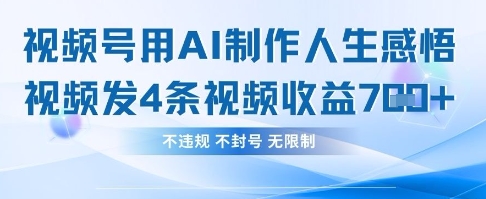 用AI做人生感悟视频，4条视频当天收益782-电脑资源自留地