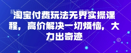 淘宝付费玩法无界实操课程，高价解决一切烦恼，大力出奇迹-电脑资源自留地