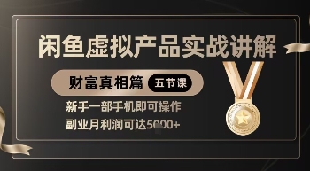 精品！闲鱼虚拟产品实战讲解，新手一部手机即可操作，副业月利润可达5k+-电脑资源自留地