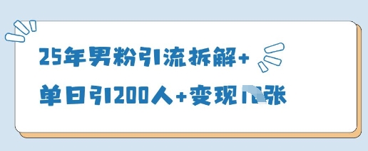 25年男粉引流拆解+单日引200人+变现多张-电脑资源自留地