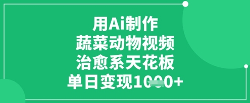 用Ai制作蔬菜动物视频，治愈系天花板，单日变现1k-电脑资源自留地