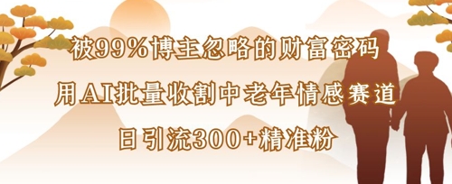 被99%博主忽略的财富密码：用AI批量收割中老年情感赛道，日引流300+精准粉-电脑资源自留地