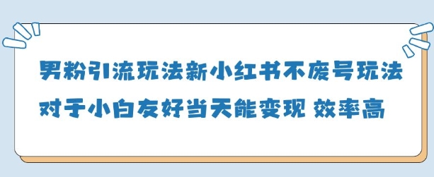 男粉引流玩法(新)，玩法友好做的好当天就能变现-电脑资源自留地