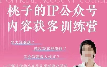 桃子IP公众号内容获客训练营(第3期)，一门让你公众号从0到商业闭环的课程-电脑资源自留地