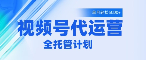 视频号代运营2.0，全程托管招募，单月轻松变现5k【揭秘】-电脑资源自留地