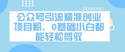 公众号引流精准创业项目粉，0基础小白都能轻松驾驭-电脑资源自留地