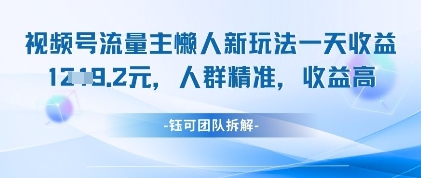 视频号流量主懒人新玩法，一天收益1k，人群精准收益高-电脑资源自留地