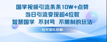 国学视频引流条条10W+点赞当日引流变现超4位数-电脑资源自留地