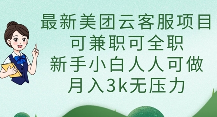 最新美团云客服项目，可兼职可全职，新手小白人人可做，月入3k无压力-电脑资源自留地