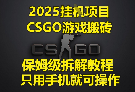 2025挂G项目，CSGO游戏搬砖，保姆级拆解教程，只用手机就可操作【揭秘】-电脑资源自留地