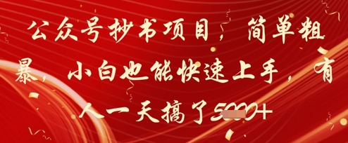 公众号抄书项目，简单粗暴，小白也能快速上手，有人一天搞了1k+-电脑资源自留地