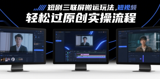 短剧三联屏搬运玩法，短剧搬运轻松过原创实操流程-电脑资源自留地
