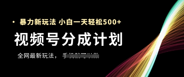 视频号分成计划，全网最暴力玩法，新手一天也能轻松5张+-电脑资源自留地