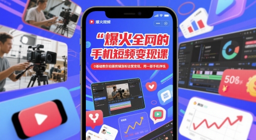爆火全网的手机短视频变现课，0基础教你拍摄剪辑涨粉运营变现，用一部手机挣钱-电脑资源自留地