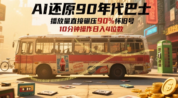 AI还原90年代巴士，一帧就让70后泪崩，播放量直接碾压90%怀旧号，每天操作十分钟，日入四位数-电脑资源自留地