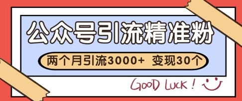 公众号精准粉引流玩法，2个月3000+精准粉，变现30个W【揭秘】-电脑资源自留地