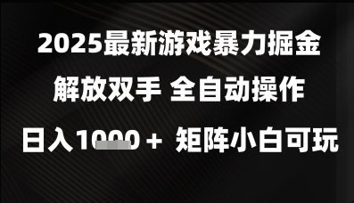 2025最新游戏暴力掘金解放双手，全自动操作，日入1k+矩阵，小白可玩【揭秘】-电脑资源自留地