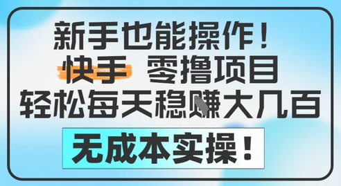 新手也能操作，快手零撸挣米，轻松每天挣2-5张，完全无成本-电脑资源自留地