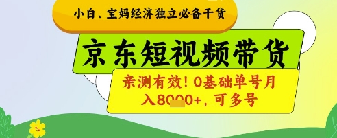 小白宝妈经济独立必备干货，京东短视频带货，亲测有效!0基础单号月入8k+，可多号【揭秘】-电脑资源自留地