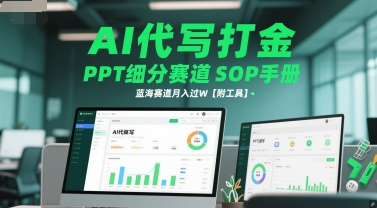 AI代写打金，PPT细分赛道SOP手册，蓝海赛道月入过W【附工具】-电脑资源自留地