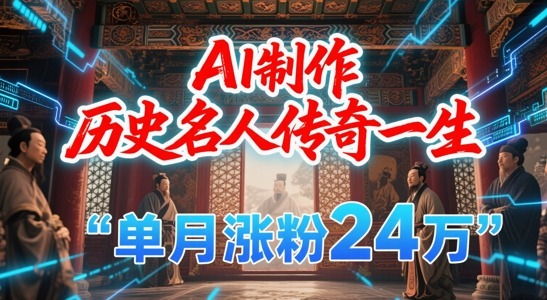 暴力起号！用AI制作历史名人传奇一生，单月涨粉24W，涨粉+变现赛道黑马来了-电脑资源自留地