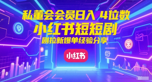 私董会会员日入4位数小红书红果短剧拉新爆单经验分享-电脑资源自留地